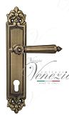 Дверная ручка Venezia на планке PL96 мод. Castello (мат. бронза) под цилиндр